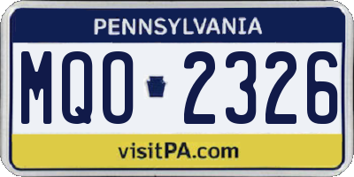 PA license plate MQO2326