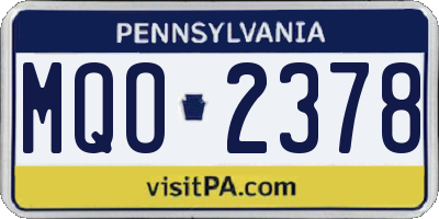 PA license plate MQO2378