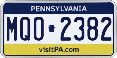 PA license plate MQO2382