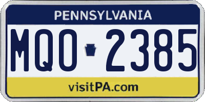 PA license plate MQO2385