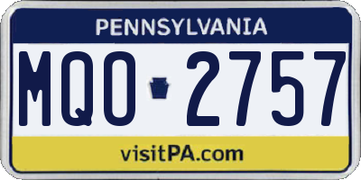PA license plate MQO2757