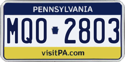 PA license plate MQO2803