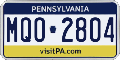 PA license plate MQO2804