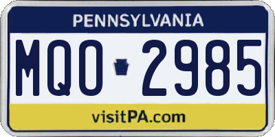 PA license plate MQO2985