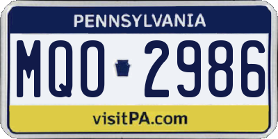 PA license plate MQO2986