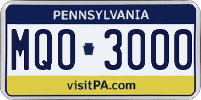 PA license plate MQO3000