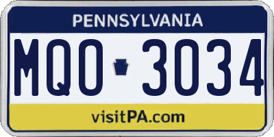 PA license plate MQO3034