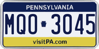 PA license plate MQO3045