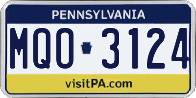 PA license plate MQO3124