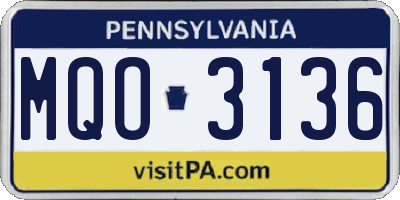 PA license plate MQO3136