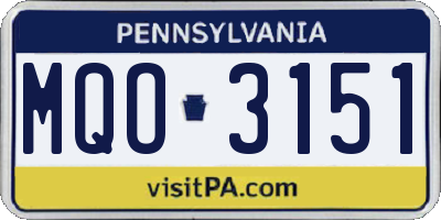PA license plate MQO3151