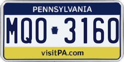 PA license plate MQO3160