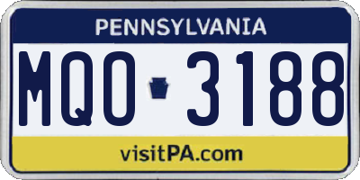 PA license plate MQO3188