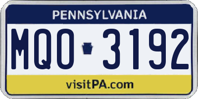 PA license plate MQO3192