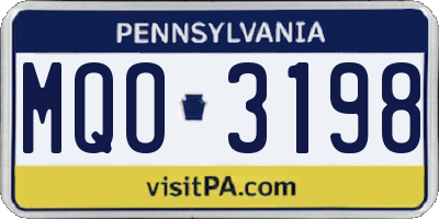 PA license plate MQO3198