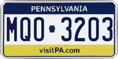 PA license plate MQO3203