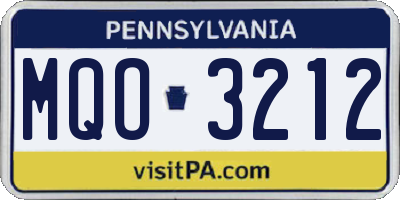 PA license plate MQO3212