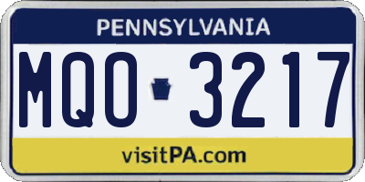 PA license plate MQO3217