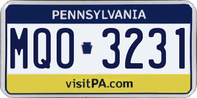 PA license plate MQO3231