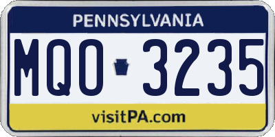 PA license plate MQO3235