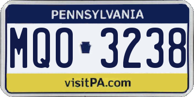 PA license plate MQO3238