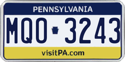 PA license plate MQO3243