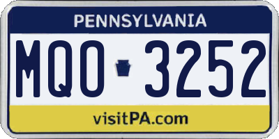 PA license plate MQO3252