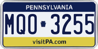 PA license plate MQO3255