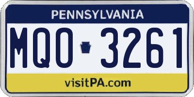 PA license plate MQO3261