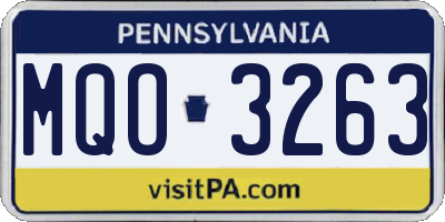 PA license plate MQO3263