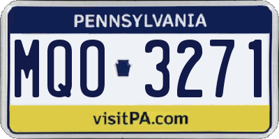 PA license plate MQO3271