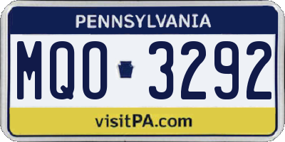 PA license plate MQO3292