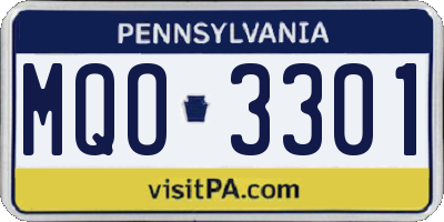 PA license plate MQO3301