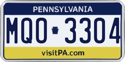 PA license plate MQO3304