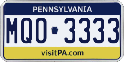 PA license plate MQO3333