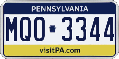 PA license plate MQO3344
