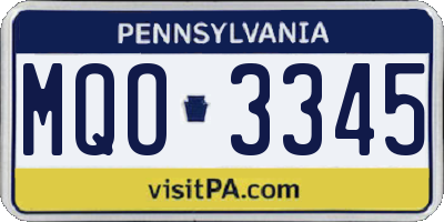 PA license plate MQO3345