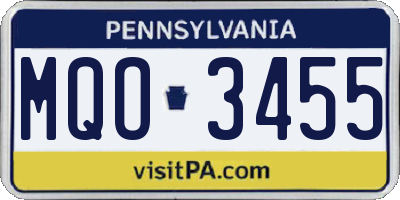 PA license plate MQO3455