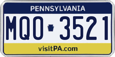 PA license plate MQO3521