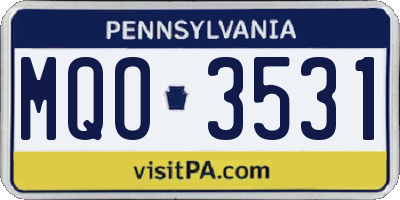 PA license plate MQO3531