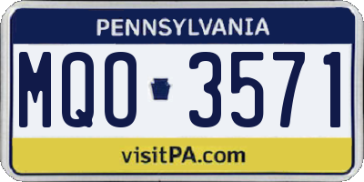 PA license plate MQO3571