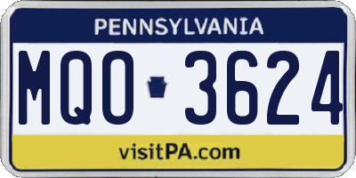 PA license plate MQO3624