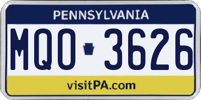 PA license plate MQO3626