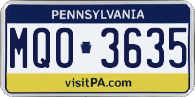PA license plate MQO3635