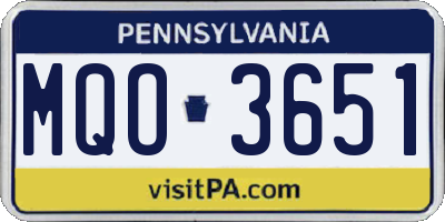 PA license plate MQO3651