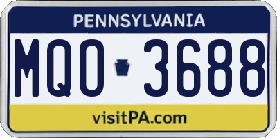 PA license plate MQO3688
