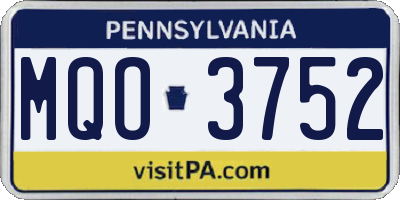PA license plate MQO3752