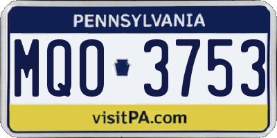 PA license plate MQO3753