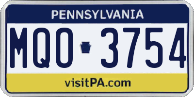PA license plate MQO3754