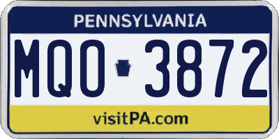 PA license plate MQO3872